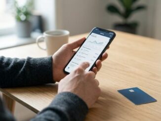 Person using a mobile banking app to set up a bank account in Canada